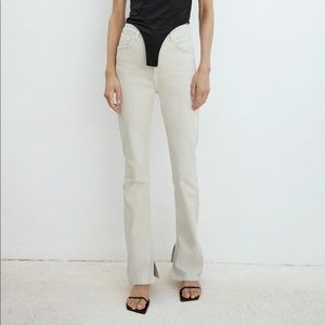 Zara Z1975 HIGH RISE SLIM FLARED JEANS - beige
